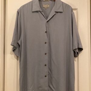 Men's Cutter & Buck Grey Silk Short Sleeve Shirt, Large